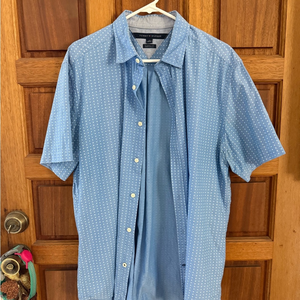 Tommy Hilfiger Light Blue Polka Dot Shirt